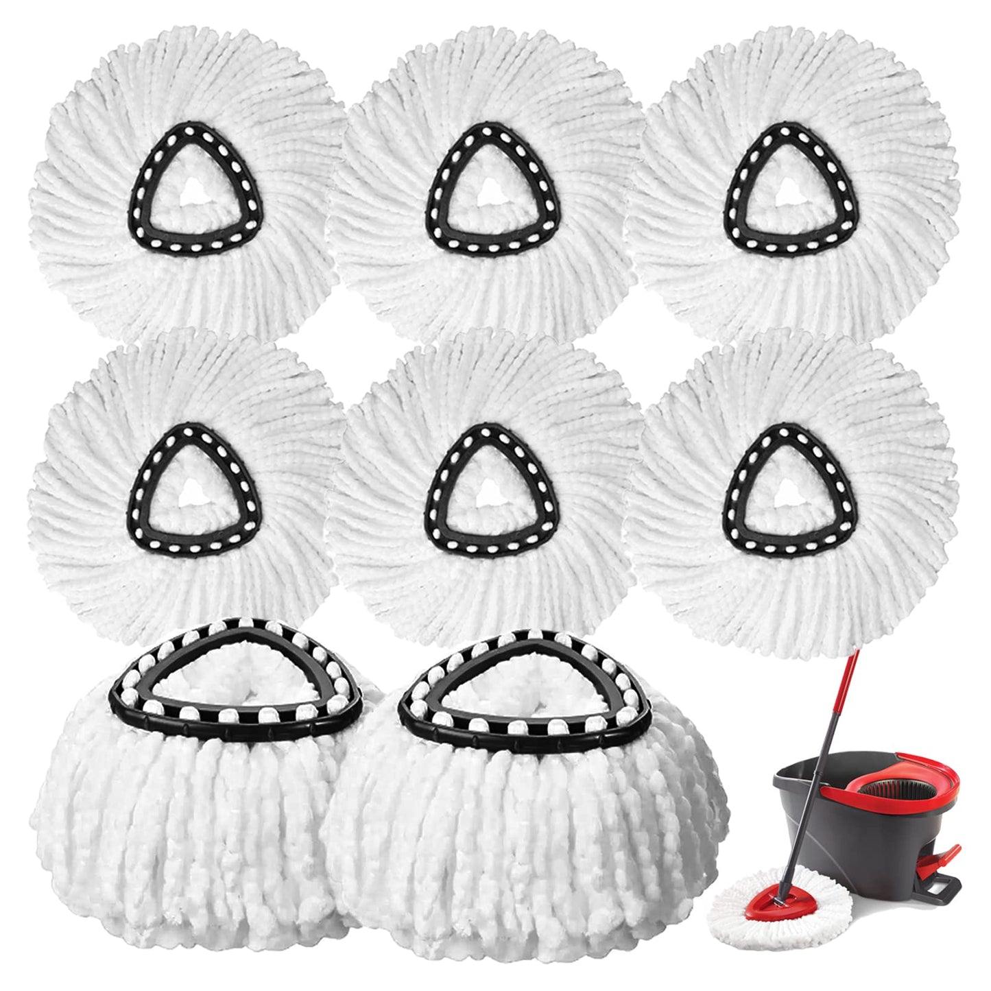 10 PCS Spin Mop Replacement Head,100% Microfiber Mop Heads Replacements Compatible with Cedar Easywring 1-Tank System, 360 Degree Round Mop Refills for Easy House Cleaning Floor Mopping