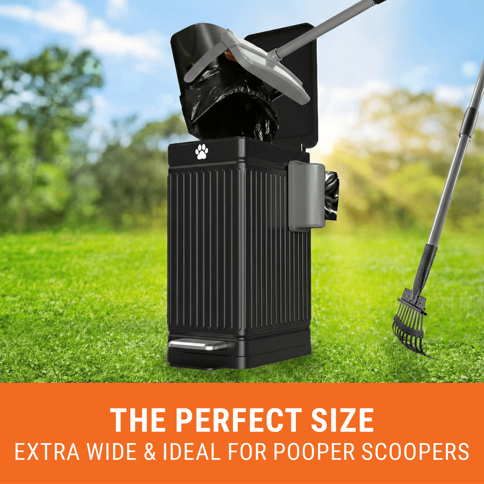 Large Dog Poop Trash Can Outside, 3.2 Gal Metal Dog Waste Trash Can with Lid Outdoor, Pedal Poop Bin
