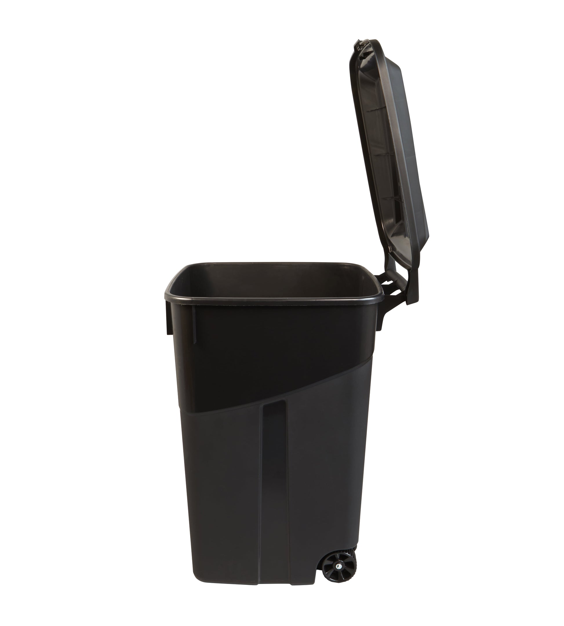 Hyper Tough 45 Gallon Wheeled Heavy Duty Plastic Garbage Can, Attached Lid, Black