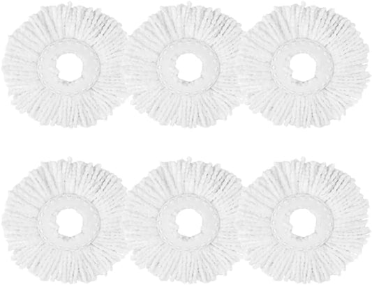 6-Pack Spin Mop Heads Refill, Easy Wring Microfiber Replacement Pads for Deep Cleaning, Universal Fit for Most Round Spin Mops