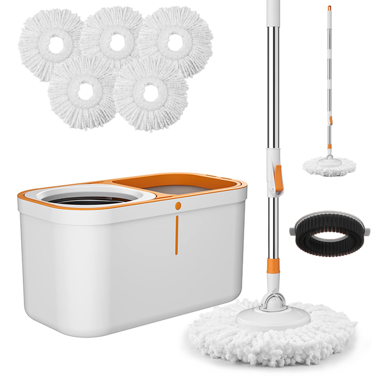 6-Pack Spin Mop Heads Refill, Easy Wring Microfiber Replacement Pads for Deep Cleaning, Universal Fit for Most Round Spin Mops