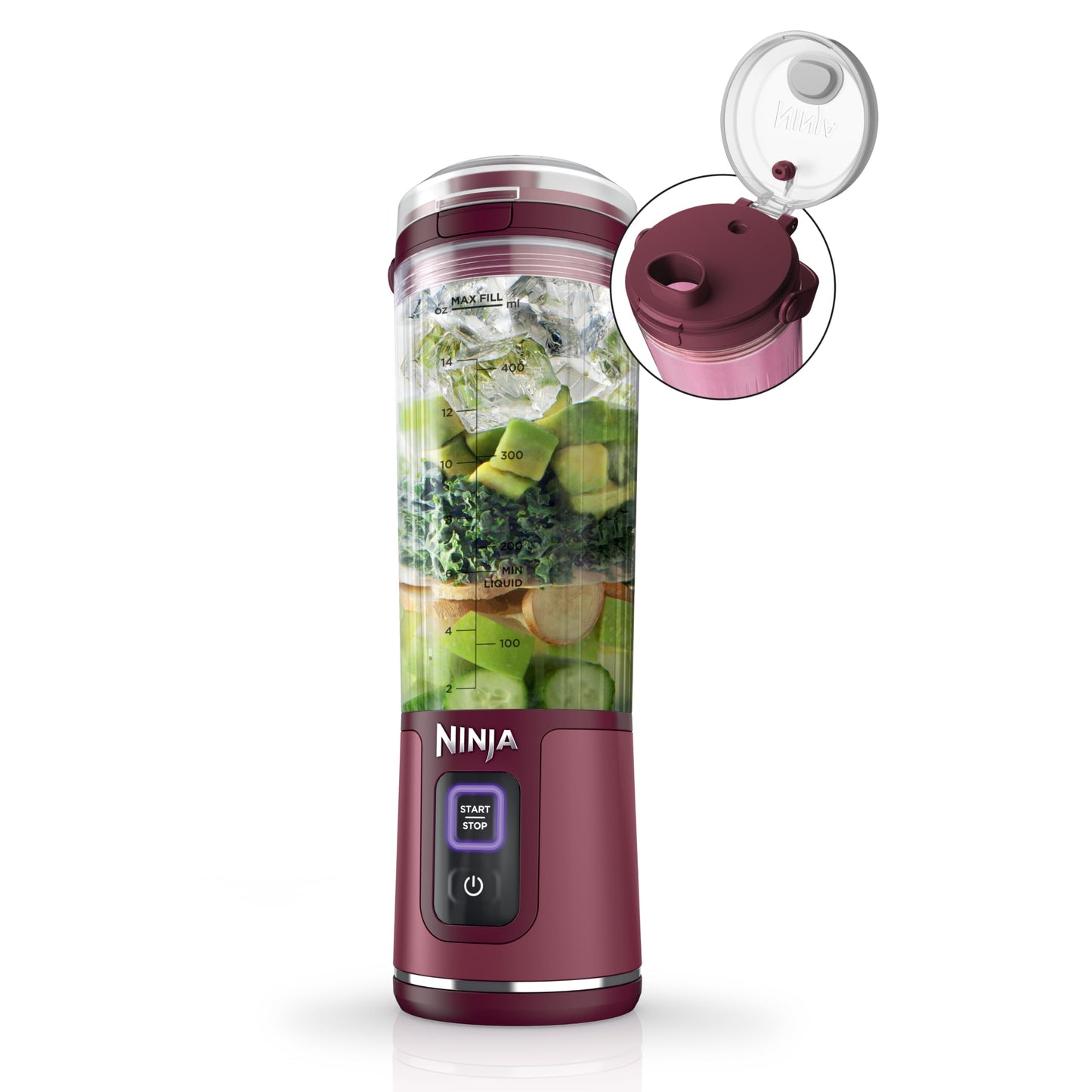 Ninja BC151PR Blast Portable Blender, Cordless, 18oz. Vessel, Personal Blender-for Shakes & Smoothies, BPA Free, Leakproof-Lid & Sip Spout, USB-C Rechargeable, Dishwasher Safe Parts, Passion Fruit