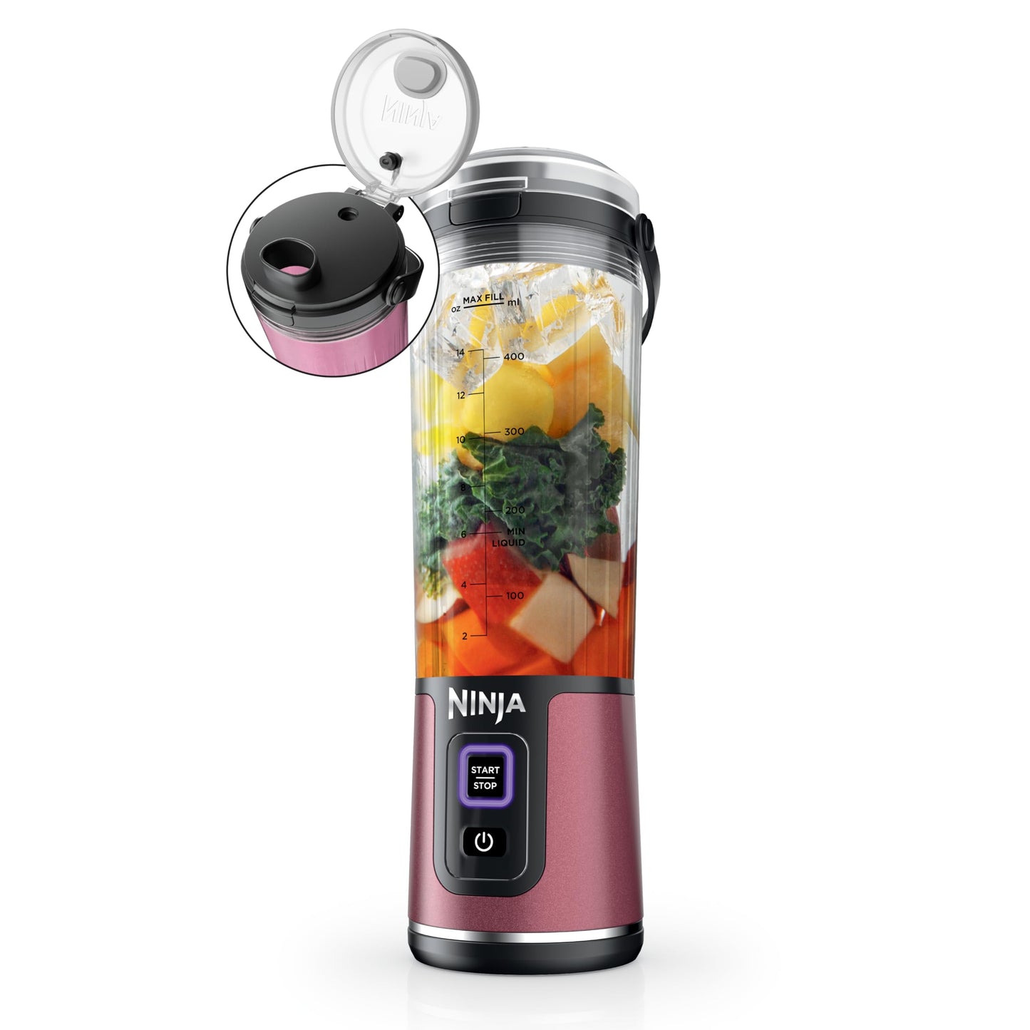 Ninja BC151PR Blast Portable Blender, Cordless, 18oz. Vessel, Personal Blender-for Shakes & Smoothies, BPA Free, Leakproof-Lid & Sip Spout, USB-C Rechargeable, Dishwasher Safe Parts, Passion Fruit
