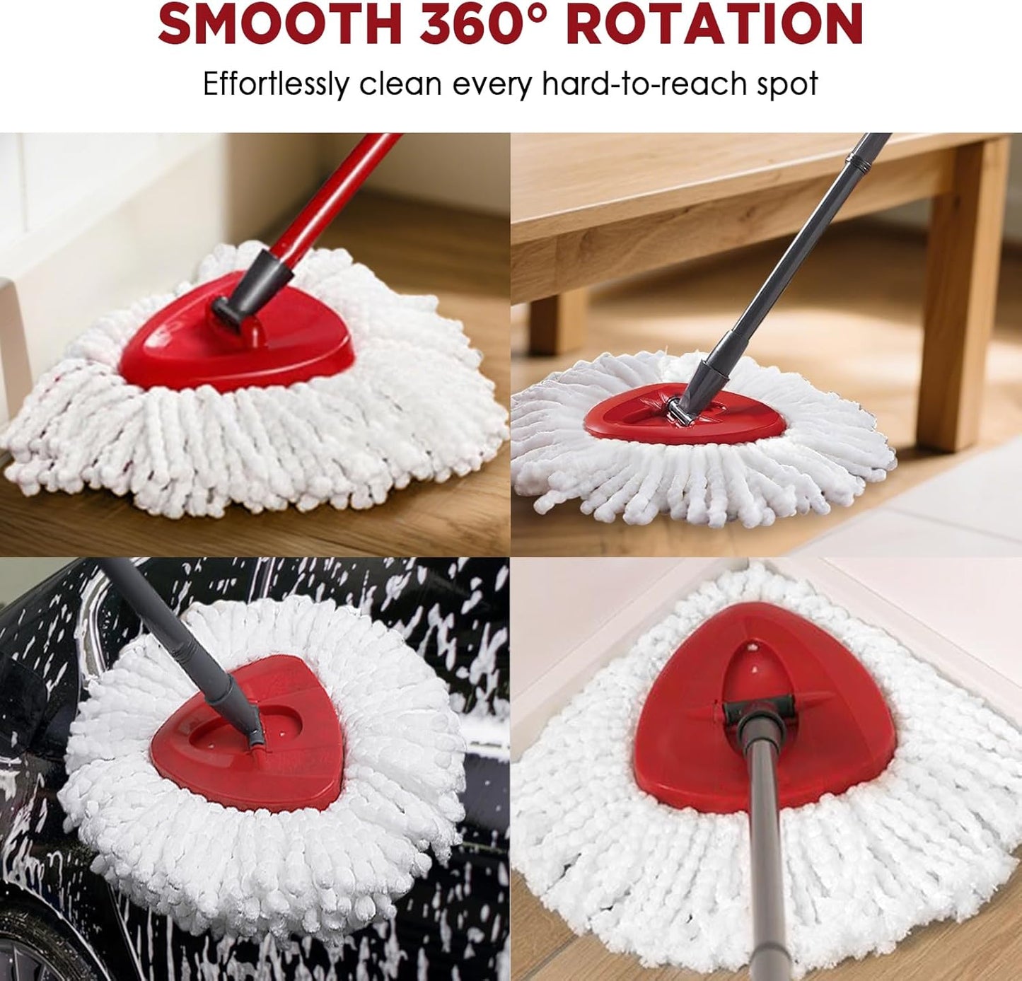 Mop Head Replacement for O-Cedar Easy Wring 1-Tank System，Exovyn Spin Mophead Replacements，Microfiber 6 Pack 360° Swivel Mop Refills，Deep Clean,Easy Cleaning，Machine Washable and Easy to Replace