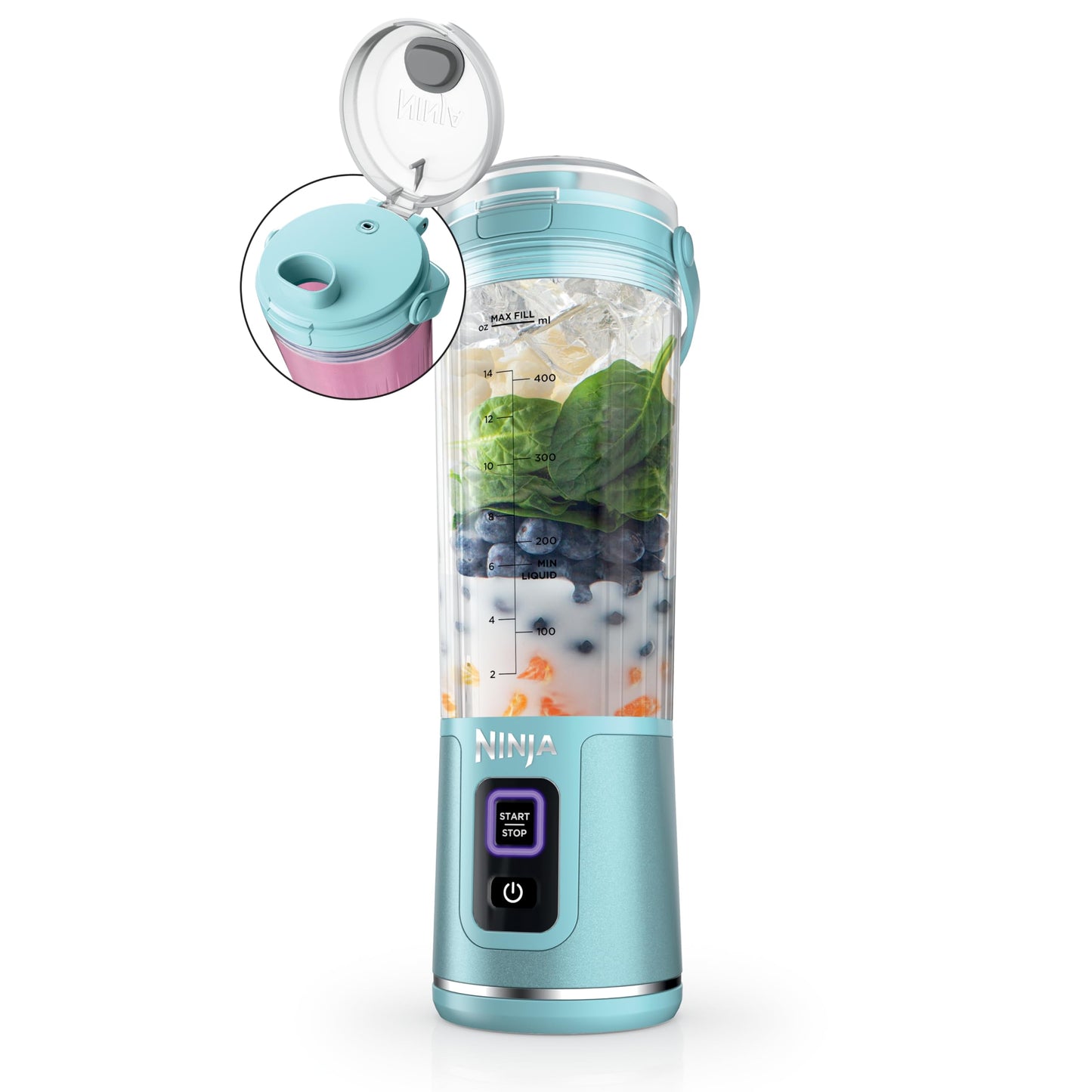 Ninja Blast Portable Blender, Cordless, 18oz Vessel, Lavender, BC151ML | USB-C rechargeable, cordless blending anywhere. BlastBlade crushes ice & frozen fruit. Leakproof sip lid, dishwasher safe.