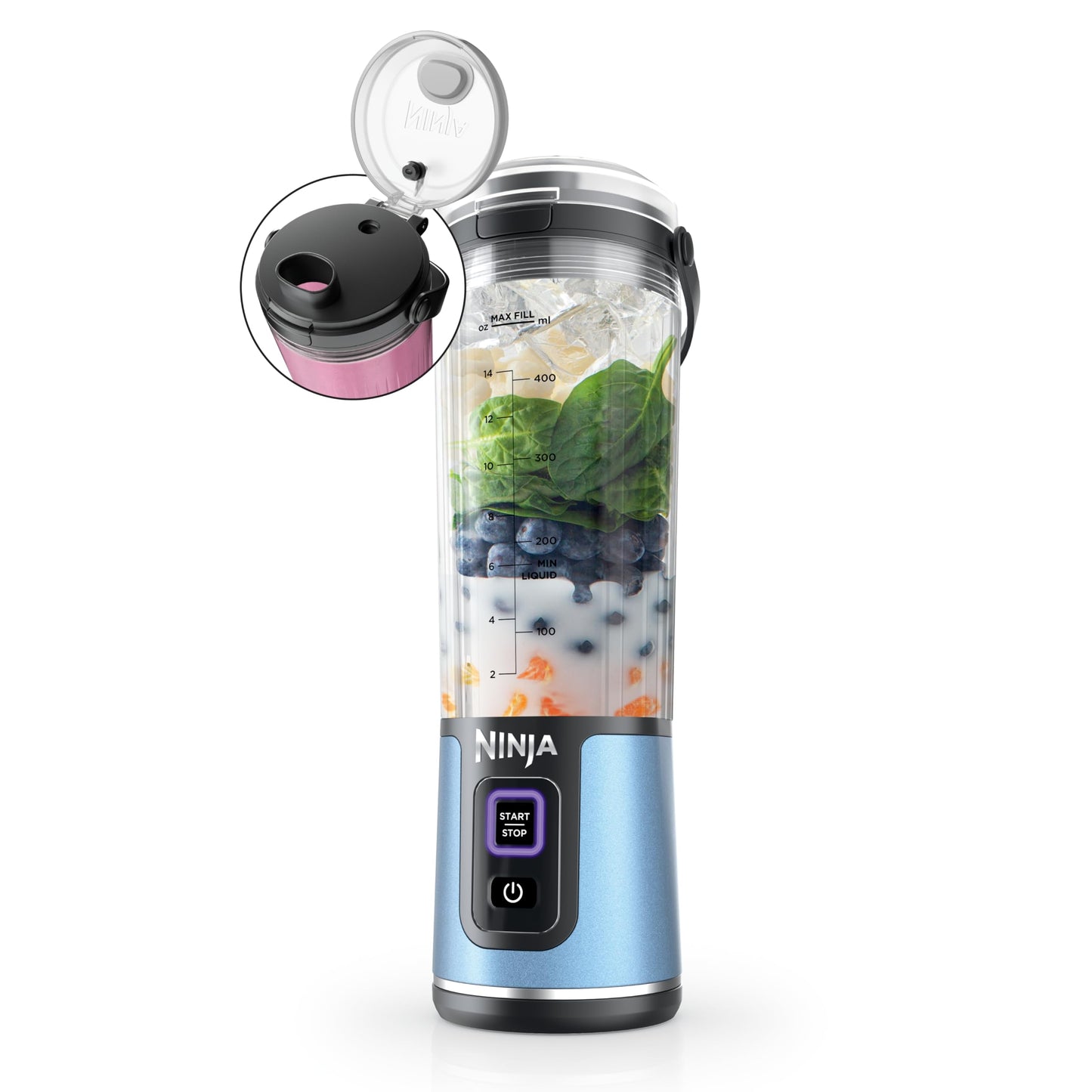 Ninja Blast Portable Blender, Cordless, 18oz Vessel, Lavender, BC151ML | USB-C rechargeable, cordless blending anywhere. BlastBlade crushes ice & frozen fruit. Leakproof sip lid, dishwasher safe.