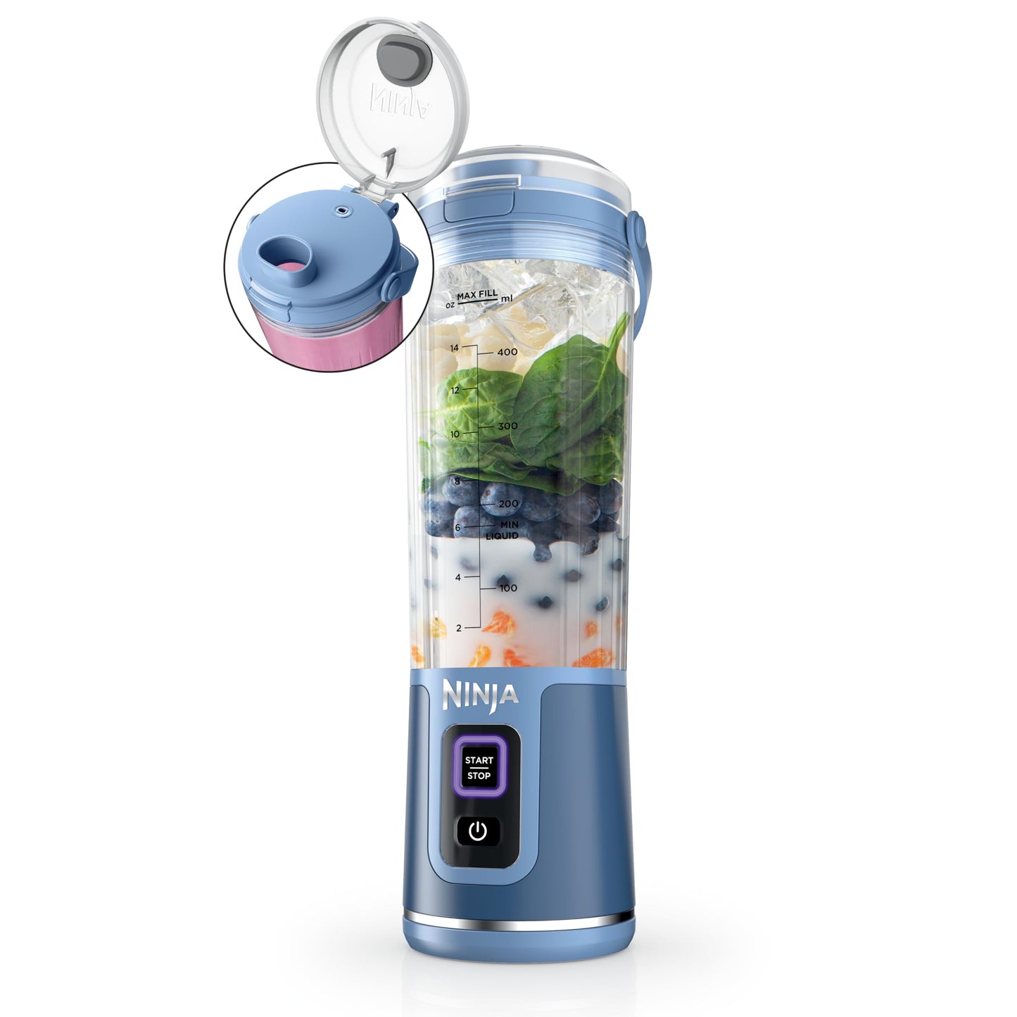 Ninja Blast Portable Blender, Cordless, 18oz Vessel, Lavender, BC151ML | USB-C rechargeable, cordless blending anywhere. BlastBlade crushes ice & frozen fruit. Leakproof sip lid, dishwasher safe.