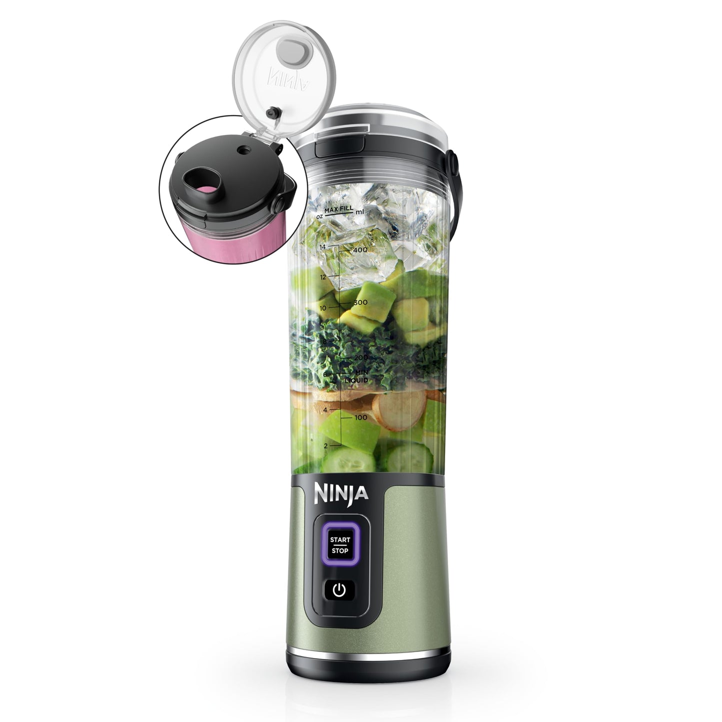 Ninja Blast Portable Blender, Cordless, 18oz Vessel, Lavender, BC151ML | USB-C rechargeable, cordless blending anywhere. BlastBlade crushes ice & frozen fruit. Leakproof sip lid, dishwasher safe.