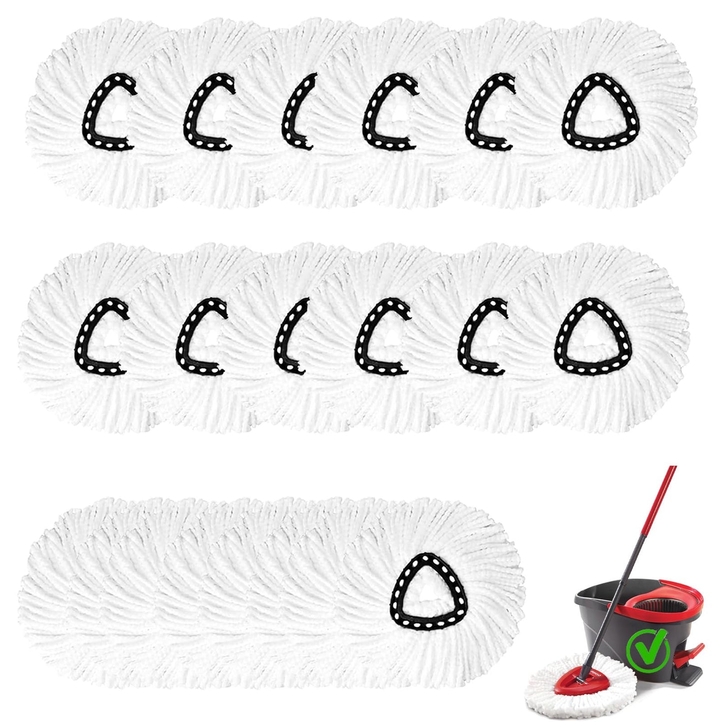 10 PCS Spin Mop Replacement Head,100% Microfiber Mop Heads Replacements Compatible with Cedar Easywring 1-Tank System, 360 Degree Round Mop Refills for Easy House Cleaning Floor Mopping