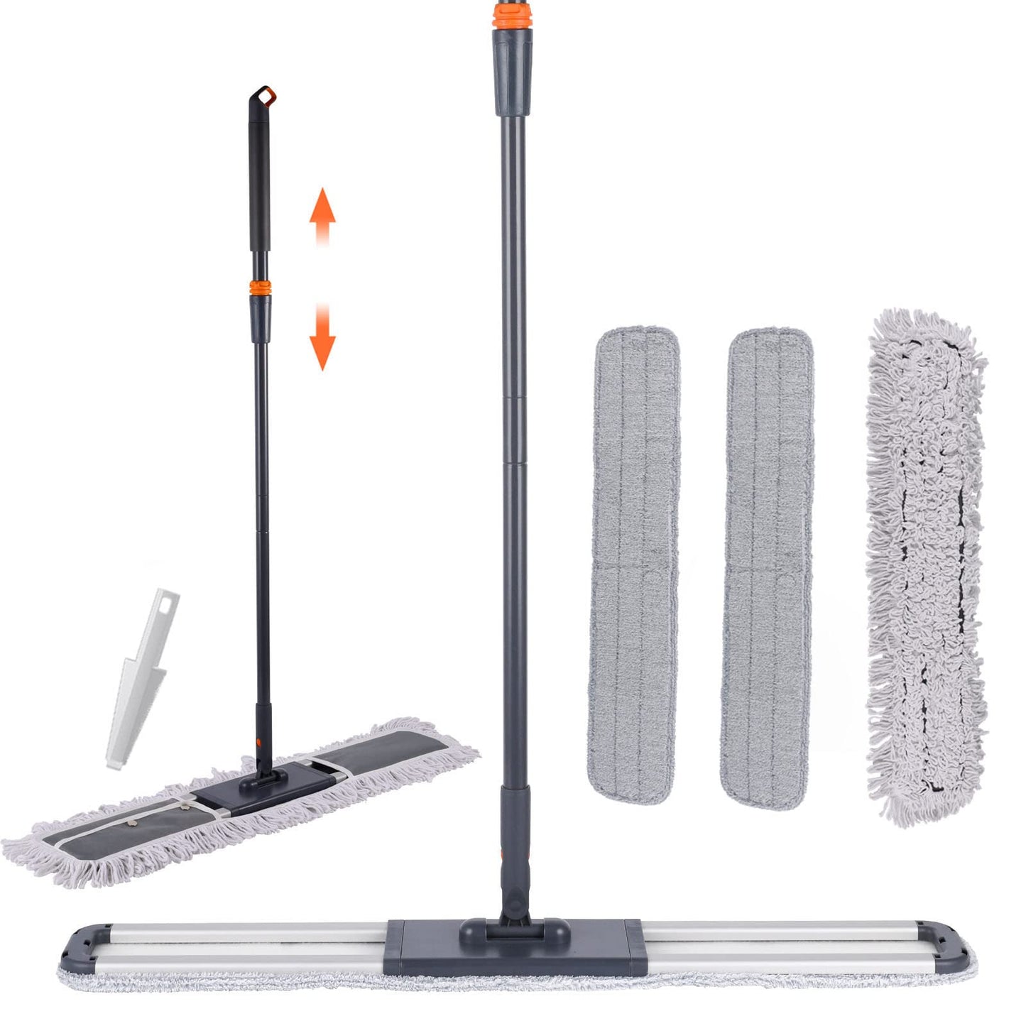 Flat Mop for Cleaning Floors Heavy Duty Microfiber Wet Mop Deep Cleaning for Hardwood, Tile & Laminate, Includes 4 Reusable Washable Pads and Adjustable Long Handle (32 in Mop Set)