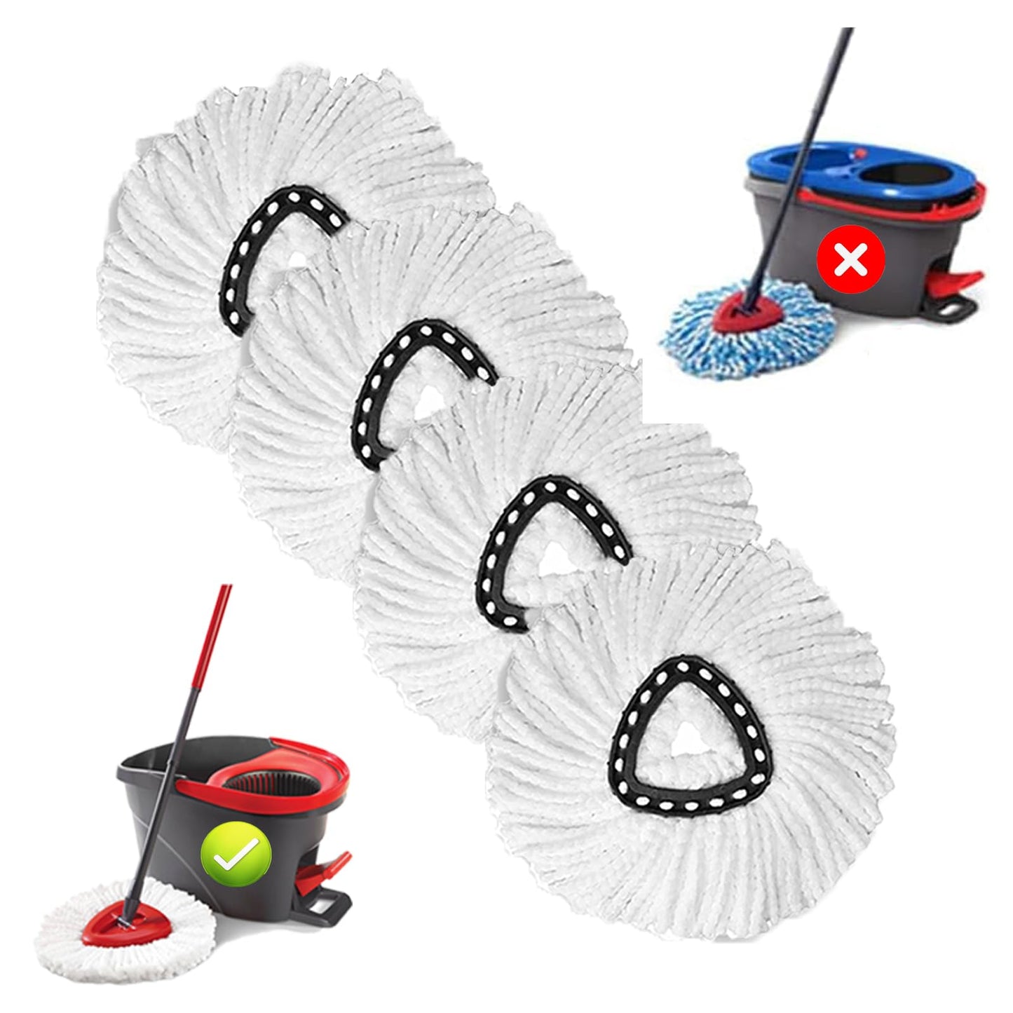10 PCS Spin Mop Replacement Head,100% Microfiber Mop Heads Replacements Compatible with Cedar Easywring 1-Tank System, 360 Degree Round Mop Refills for Easy House Cleaning Floor Mopping