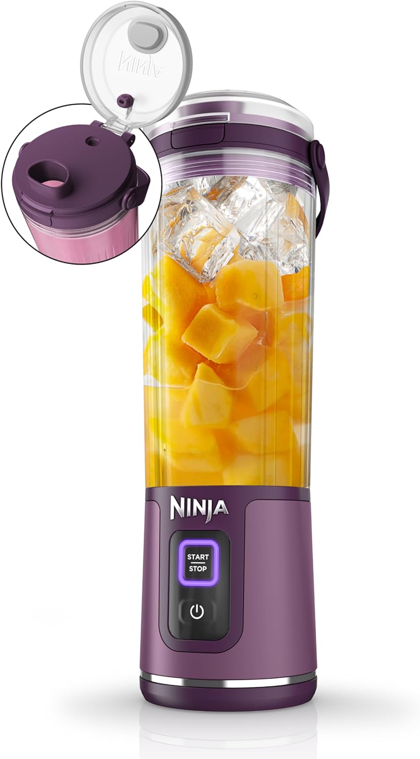 Ninja BC151PR Blast Portable Blender, Cordless, 18oz. Vessel, Personal Blender-for Shakes & Smoothies, BPA Free, Leakproof-Lid & Sip Spout, USB-C Rechargeable, Dishwasher Safe Parts, Passion Fruit