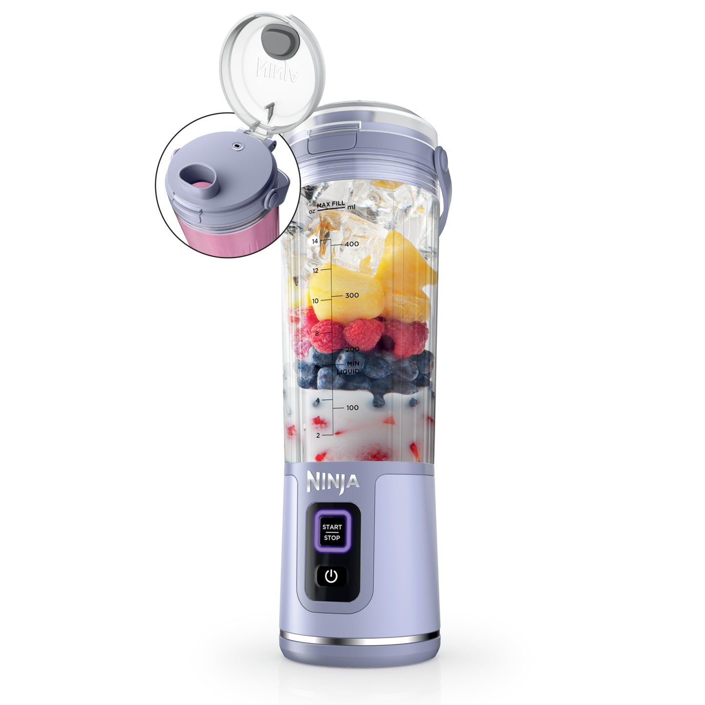 Ninja BC151PR Blast Portable Blender, Cordless, 18oz. Vessel, Personal Blender-for Shakes & Smoothies, BPA Free, Leakproof-Lid & Sip Spout, USB-C Rechargeable, Dishwasher Safe Parts, Passion Fruit
