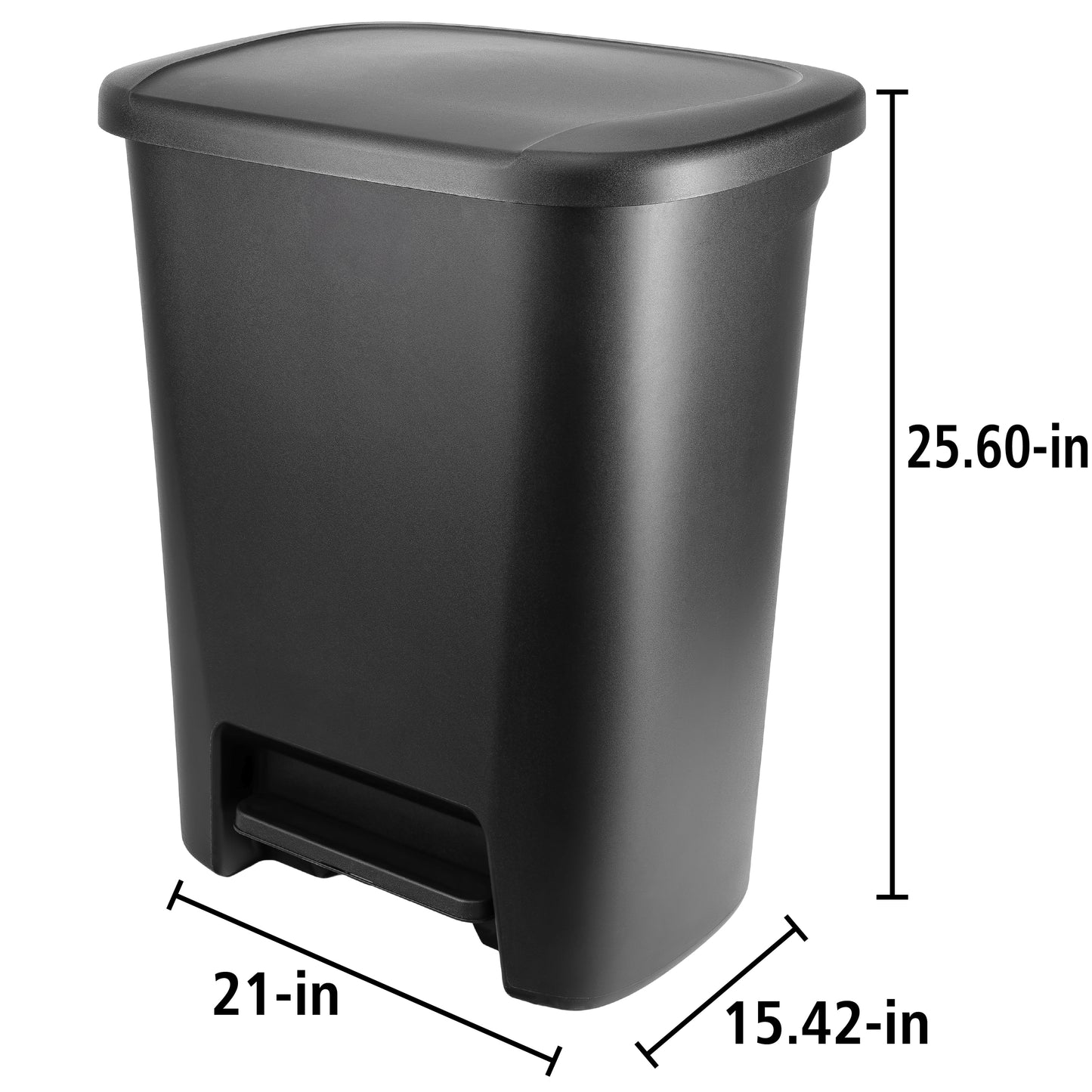 Hefty Kitchen Trash Can, 20.1 Gallon Plastic Step Garbage Bin with Foot Pedal Lid, Black