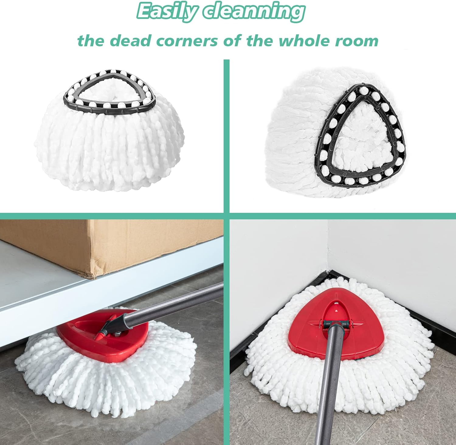 10 PCS Spin Mop Replacement Head,100% Microfiber Mop Heads Replacements Compatible with Cedar Easywring 1-Tank System, 360 Degree Round Mop Refills for Easy House Cleaning Floor Mopping