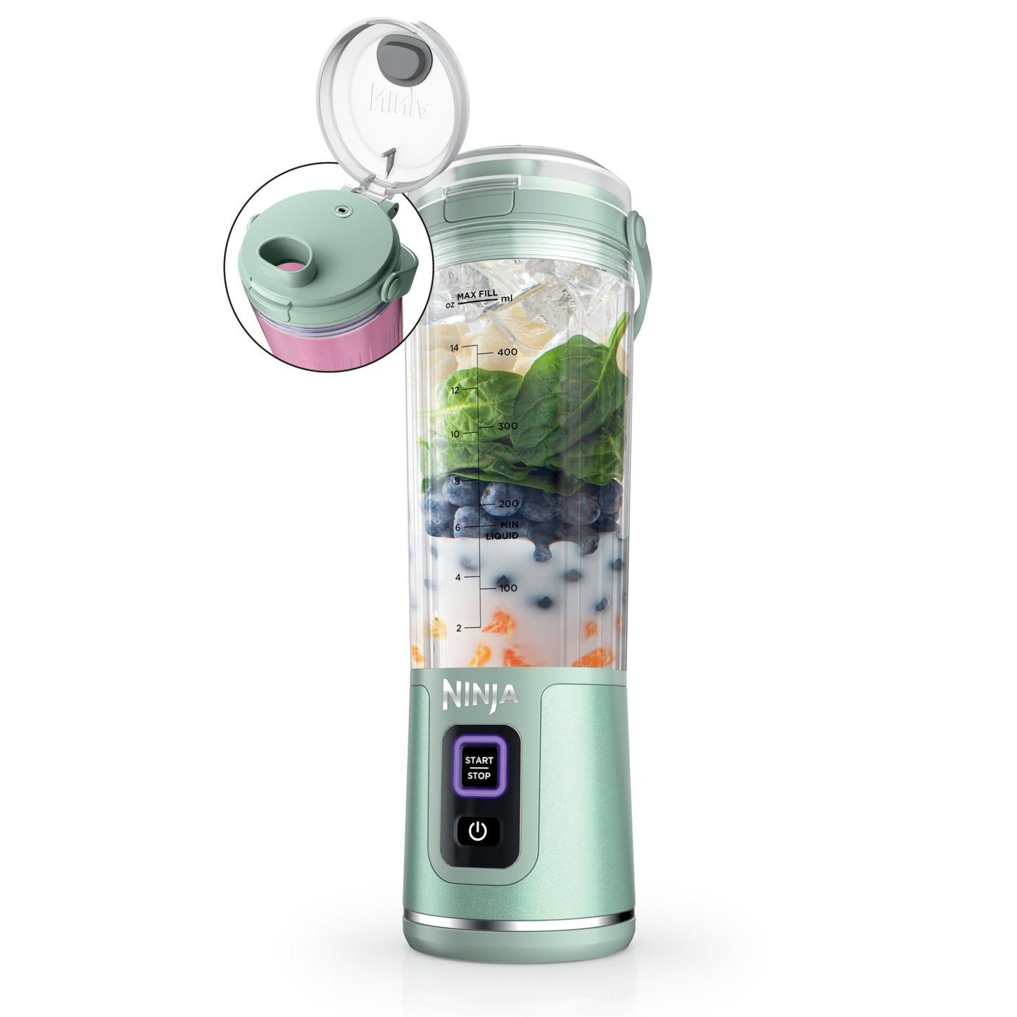 Ninja Blast Portable Blender, Cordless, 18oz Vessel, Lavender, BC151ML | USB-C rechargeable, cordless blending anywhere. BlastBlade crushes ice & frozen fruit. Leakproof sip lid, dishwasher safe.