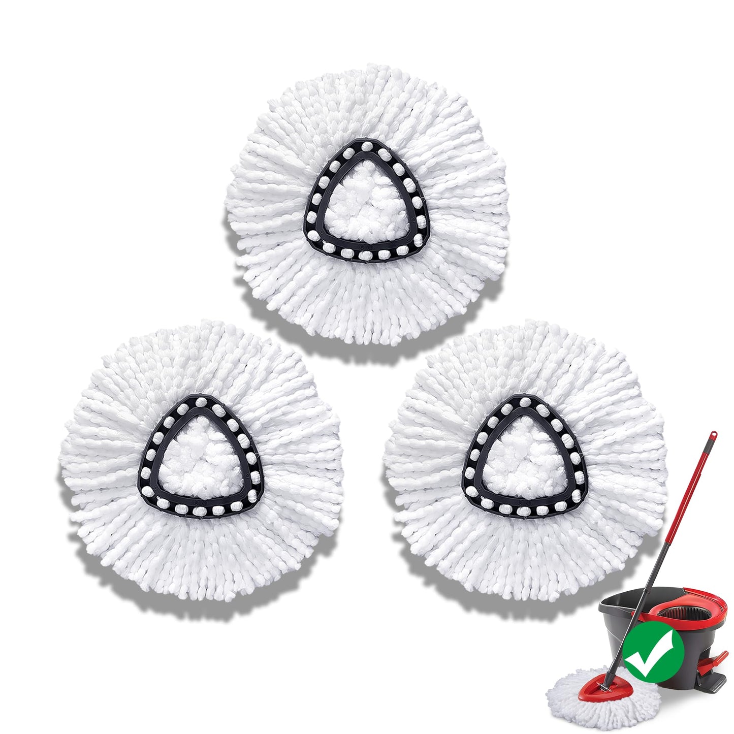 Mop Head Replacement for O-Cedar Easy Wring 1-Tank System，Exovyn Spin Mophead Replacements，Microfiber 6 Pack 360° Swivel Mop Refills，Deep Clean,Easy Cleaning，Machine Washable and Easy to Replace