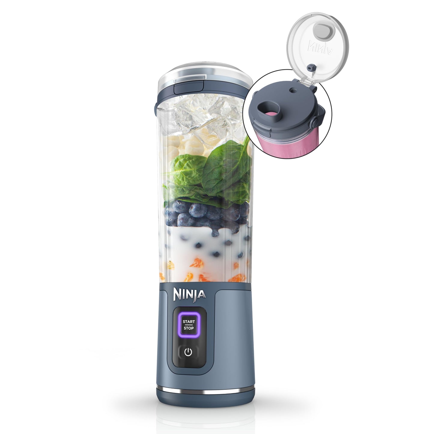 Ninja Blast Portable Blender, Cordless, 18oz Vessel, Lavender, BC151ML | USB-C rechargeable, cordless blending anywhere. BlastBlade crushes ice & frozen fruit. Leakproof sip lid, dishwasher safe.