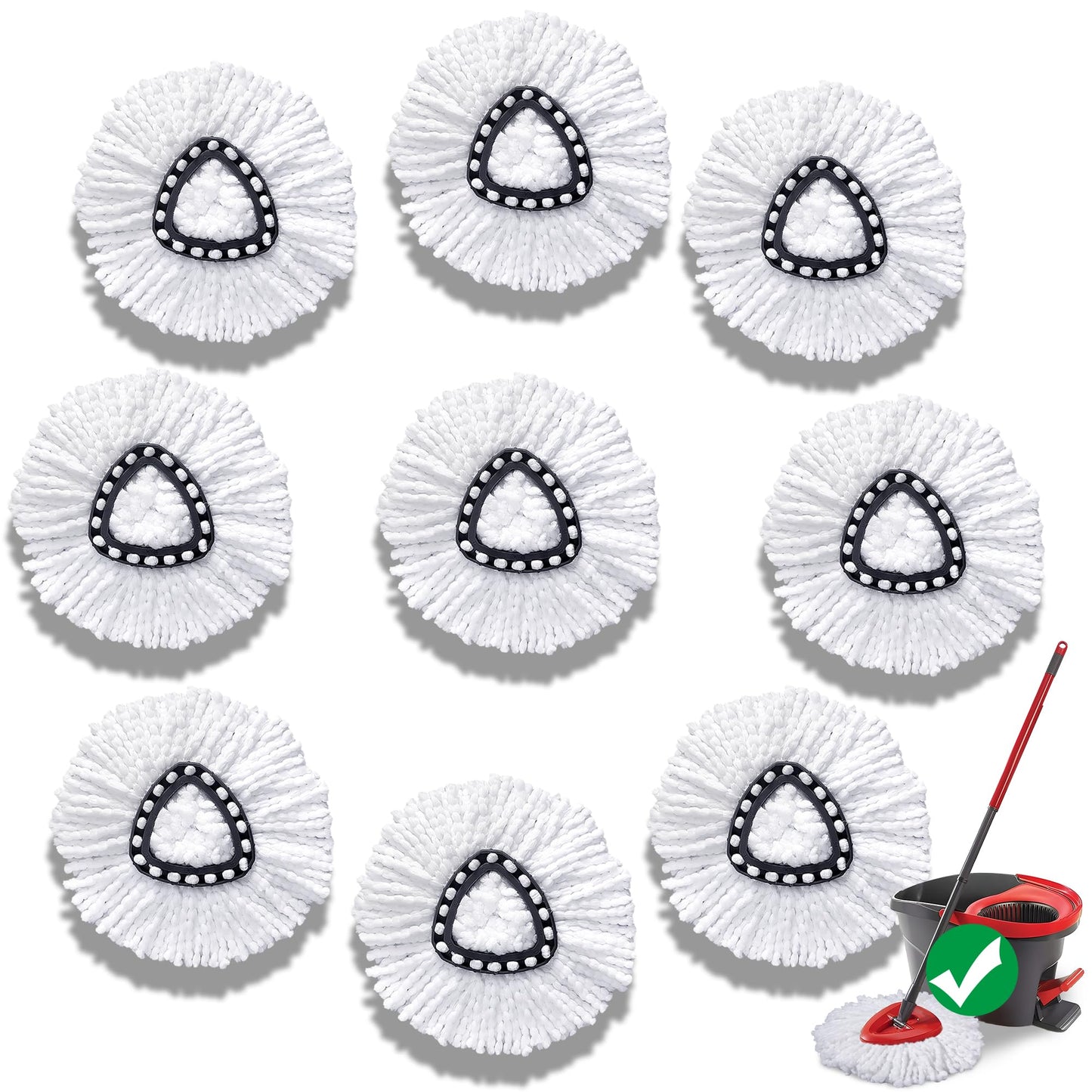 Mop Head Replacement for O-Cedar Easy Wring 1-Tank System，Exovyn Spin Mophead Replacements，Microfiber 6 Pack 360° Swivel Mop Refills，Deep Clean,Easy Cleaning，Machine Washable and Easy to Replace
