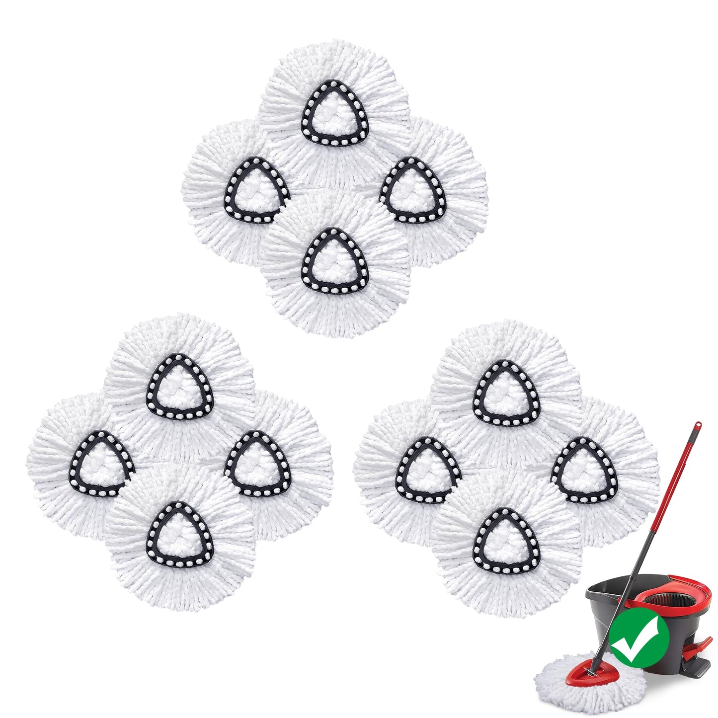 Mop Head Replacement for O-Cedar Easy Wring 1-Tank System，Exovyn Spin Mophead Replacements，Microfiber 6 Pack 360° Swivel Mop Refills，Deep Clean,Easy Cleaning，Machine Washable and Easy to Replace