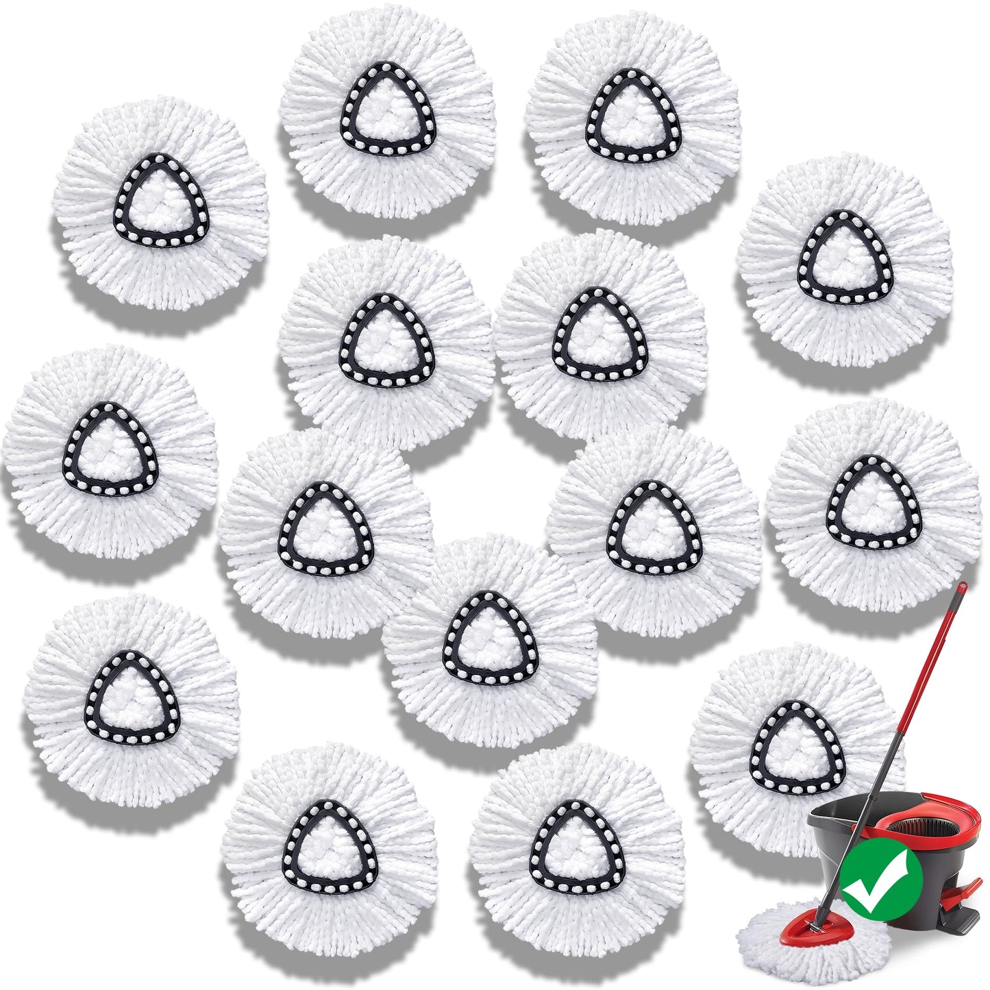 Mop Head Replacement for O-Cedar Easy Wring 1-Tank System，Exovyn Spin Mophead Replacements，Microfiber 6 Pack 360° Swivel Mop Refills，Deep Clean,Easy Cleaning，Machine Washable and Easy to Replace