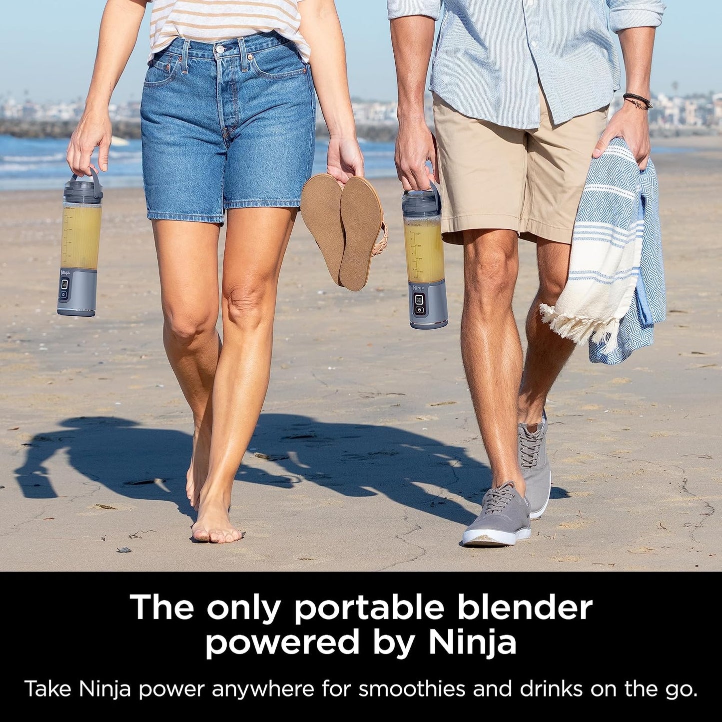 Ninja BC151NV Blast Portable Blender, Cordless, 18oz. Vessel, Personal Blender-for Shakes & Smoothies, BPA Free, Leakproof-Lid & Sip Spout, USB-C Rechargeable, Dishwasher Safe, Denim Blue (Renewed)