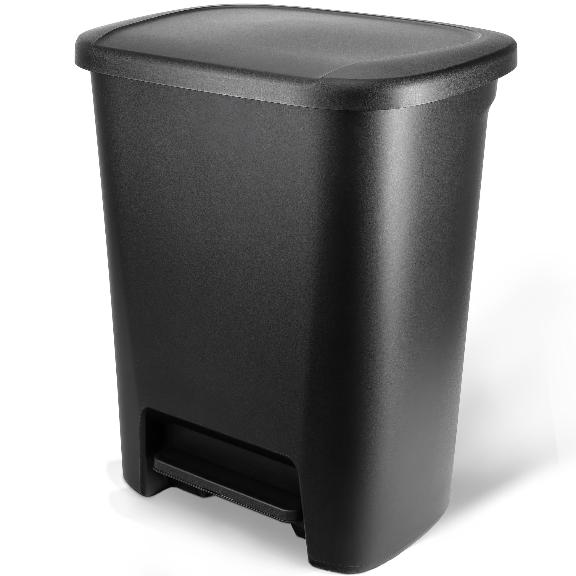 Hefty Kitchen Trash Can, 20.1 Gallon Plastic Step Garbage Bin with Foot Pedal Lid, Black