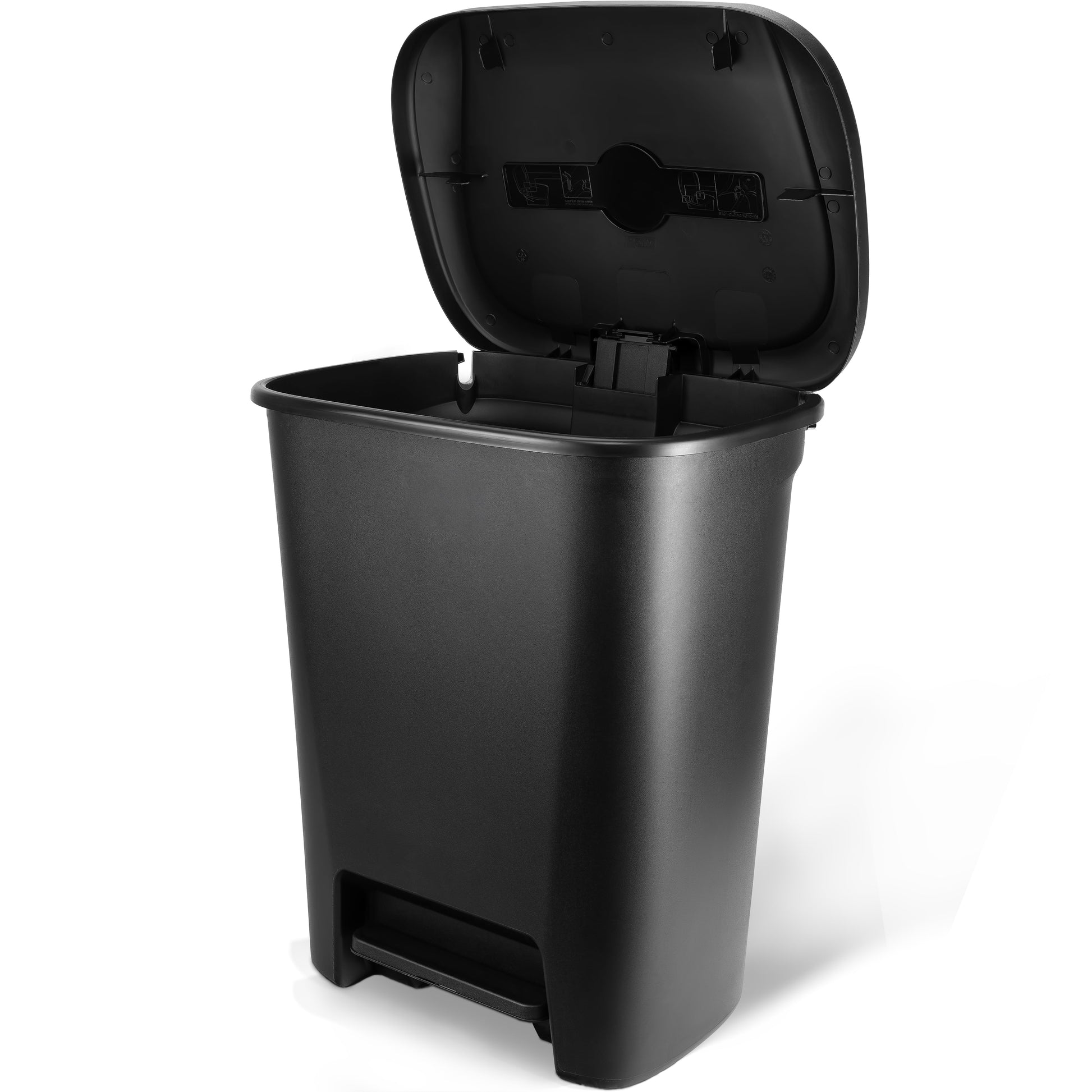 Hefty Kitchen Trash Can, 20.1 Gallon Plastic Step Garbage Bin with Foot Pedal Lid, Black